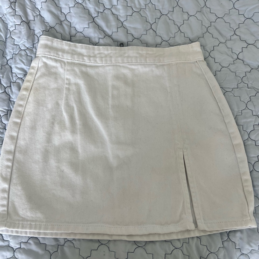 Lioness Cream Mini Skirt with Front Slit